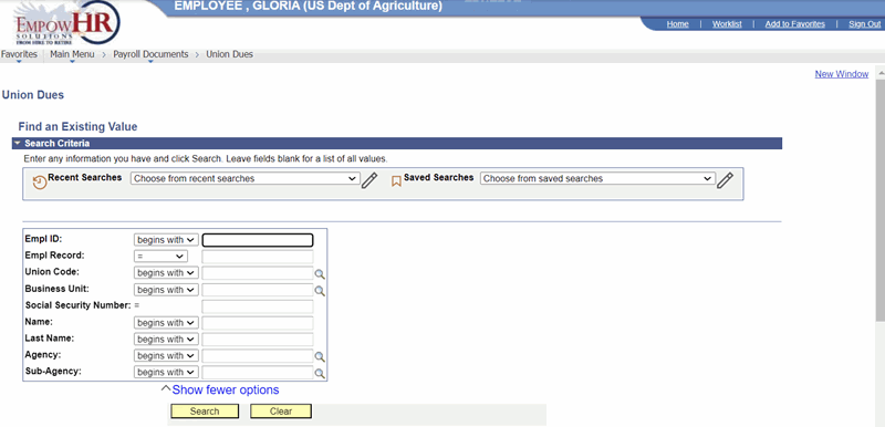 Union Dues - Find an Existing Value